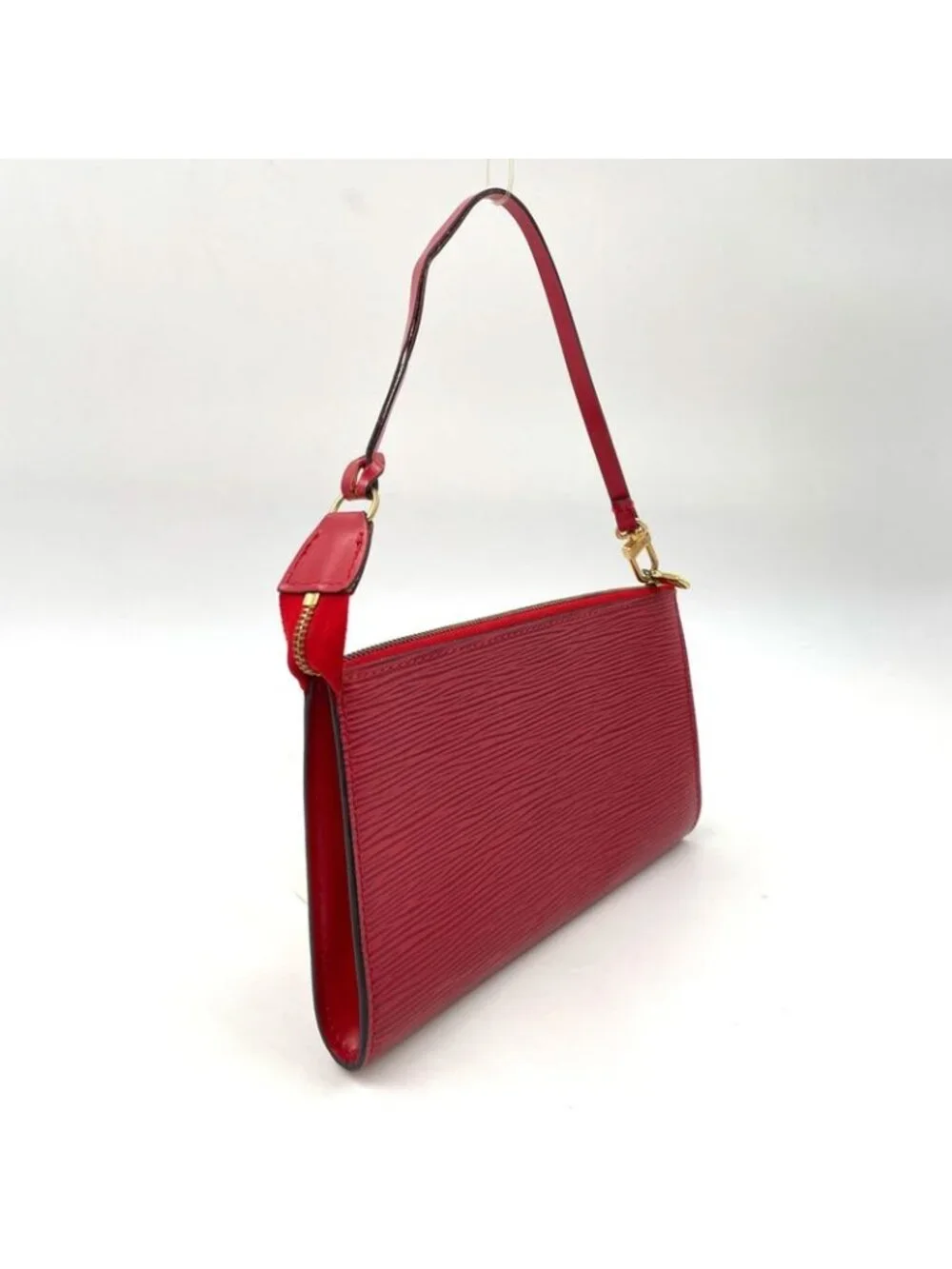 Louis Vuitton Pochette Epi Castilian Red Leather Handbag Gold - Picture 2 of 15